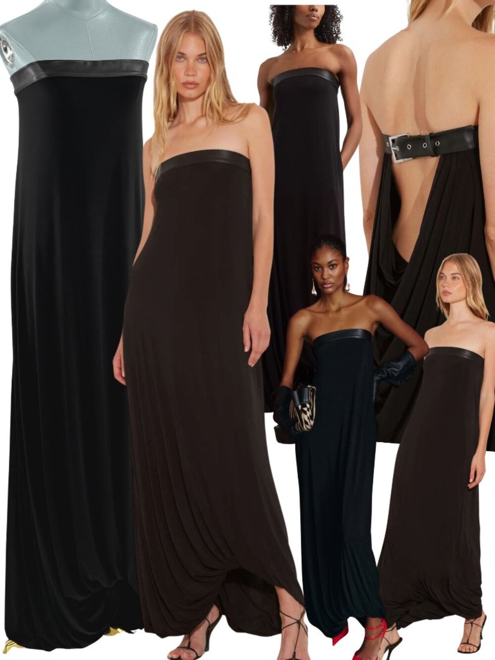🆕 RAT & BOA 🧿 NWOT Antonie Draped Maxi Dress with Leather Belt, Black Sz S / M